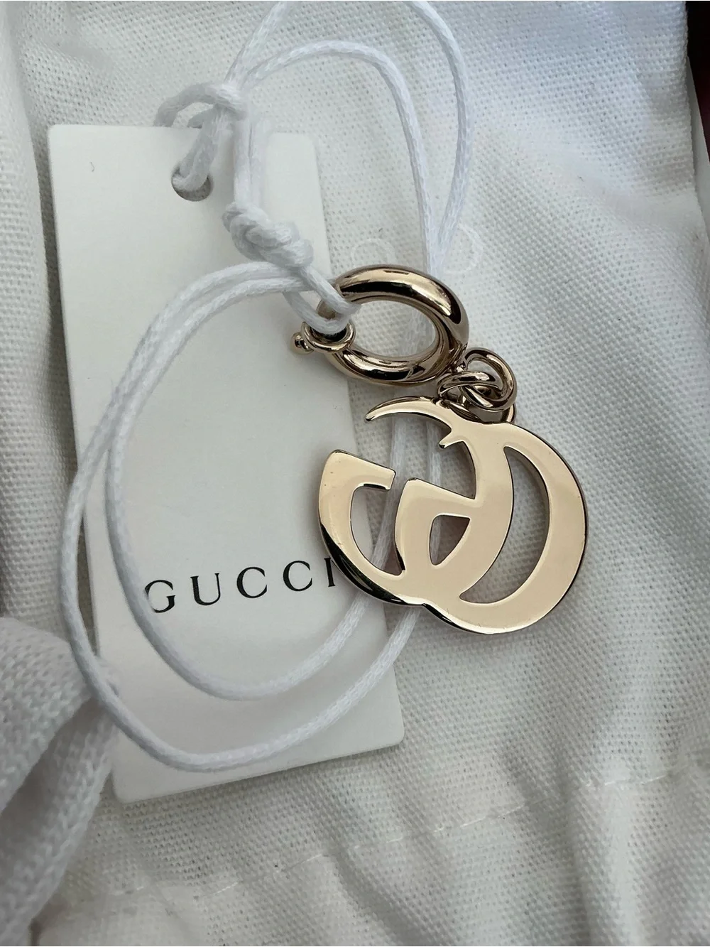 NEW IN BOX GUCCI PINK ENAMEL DOUBLE G LOGO BAG CHARM
